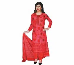 Unstitch salwar kameez Cotton 3pcs for Women Rose