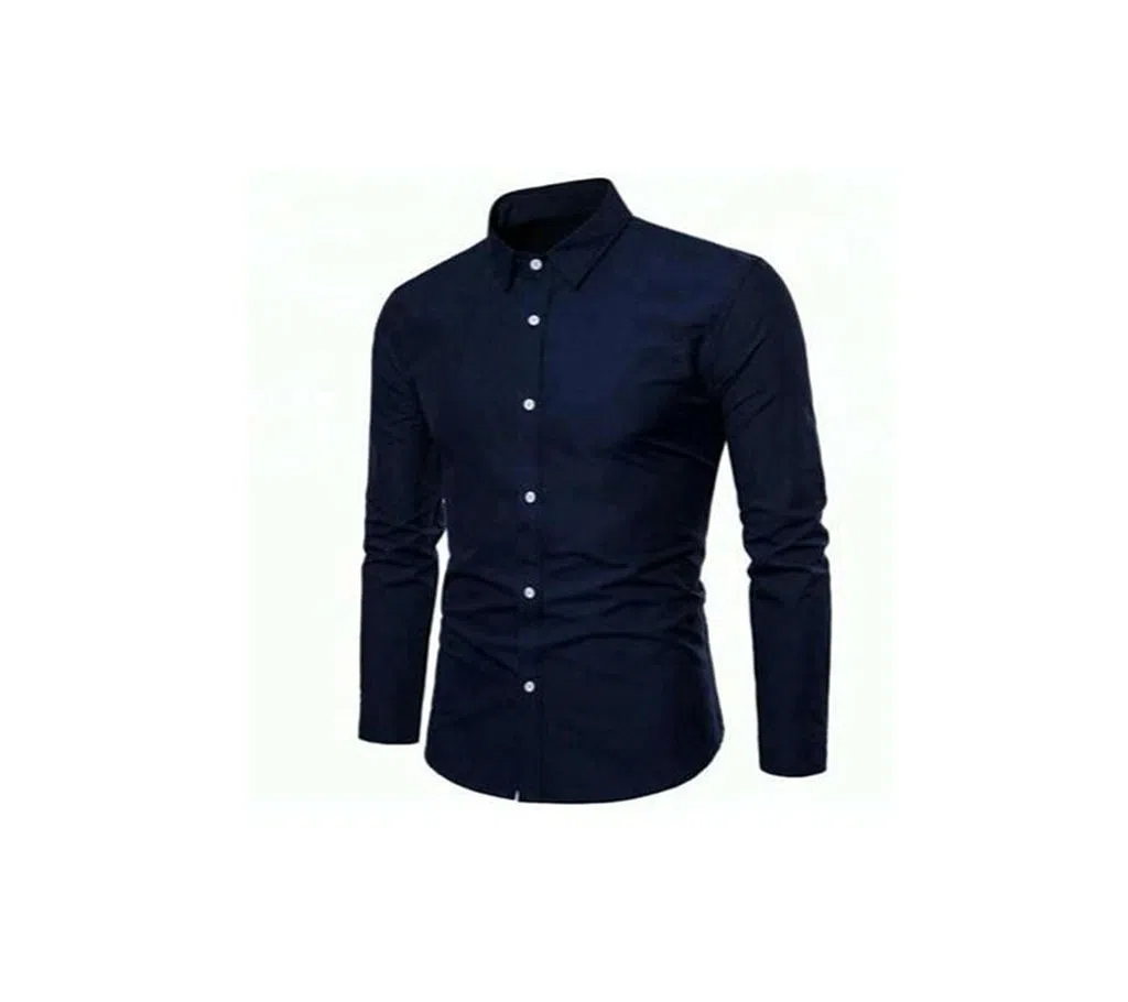 Navy Blue Long Sleeve Casual Shirt For Men