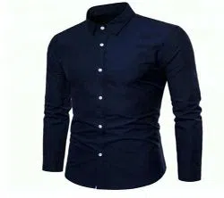 Navy Blue Long Sleeve Casual Shirt For Men