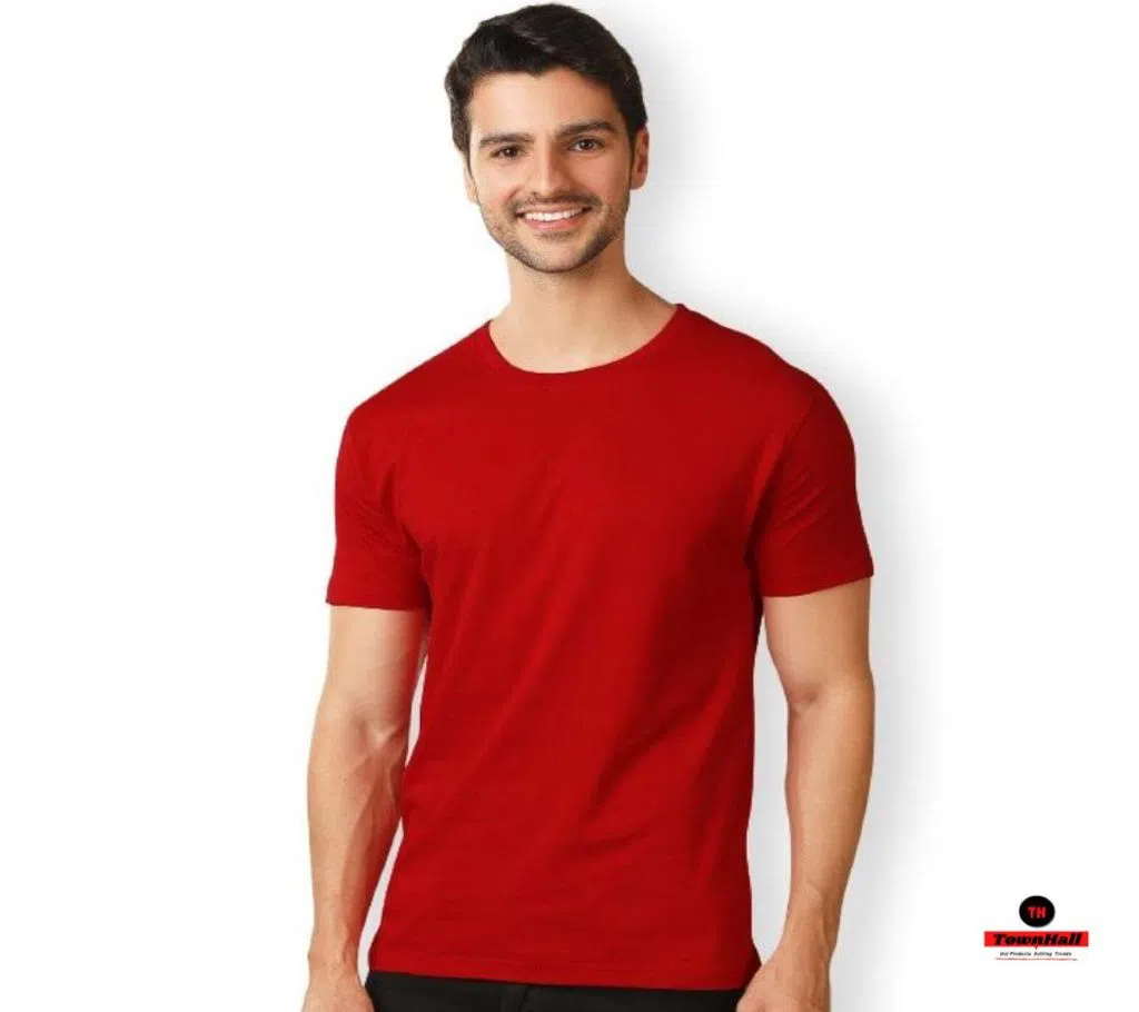 Half Sleeve Cotton T Shirt For Men - Red 