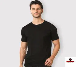 Half Sleeve Round Neck T Shirt For Men - Black 