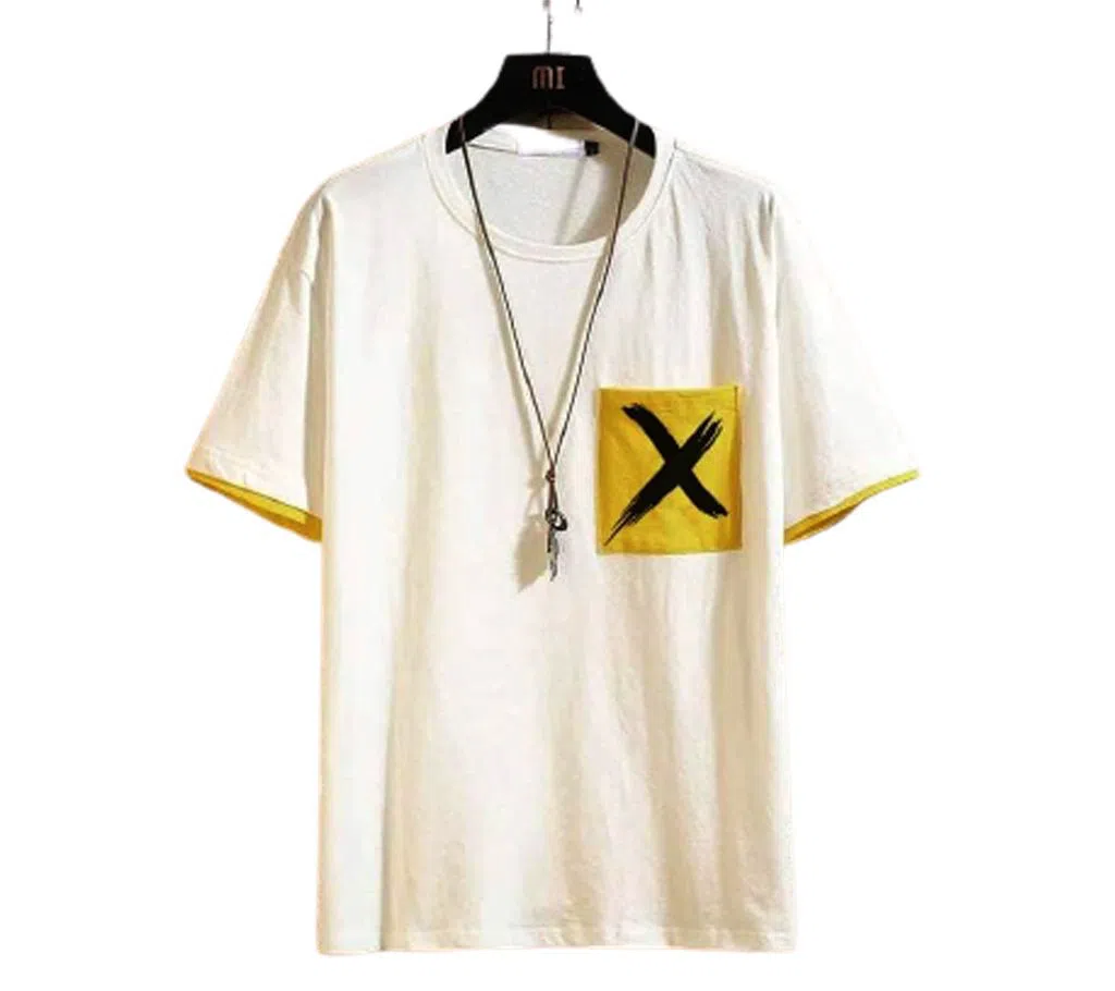 white x Half Sleeve T shirt For Men 