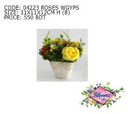 Mixed Colour Flowers and Roses in Arrangement in a White Vase