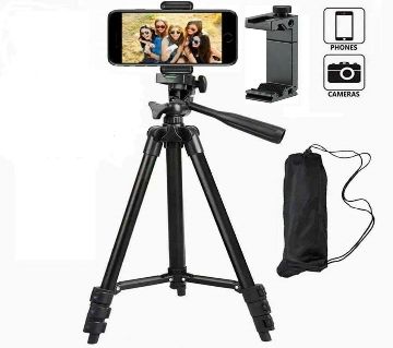Tripod 3120 Camera Stand with Phone Holder Clip - Black