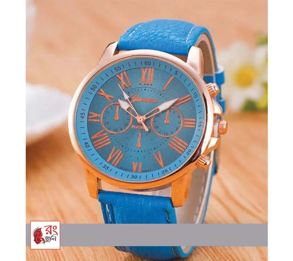 Faux Leather Quartz Wrist Watch-Sky Blue For women 
