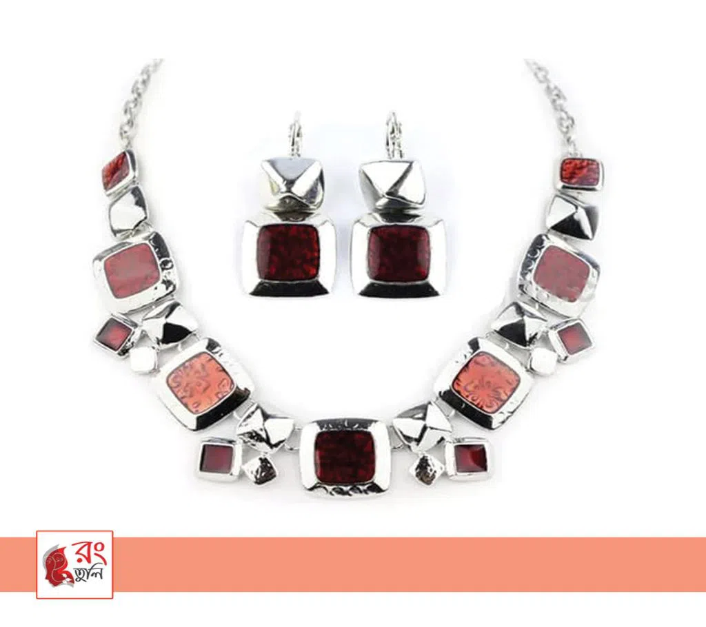 Rong Tuli High-Quality Enamel Necklace and Ear Ring Set