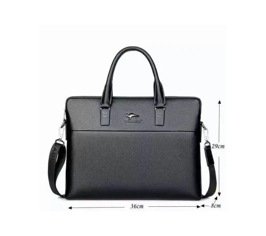 KANGAROO PU Leather Business Bag for Men - Black