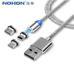NOHON 3 in 1 Fast Magnet Charge Cable LED Lighting 8 Pin Micro USB Type C For iPhone X 7 8 6 Xiaomi 4 Magnetic Charging Cables