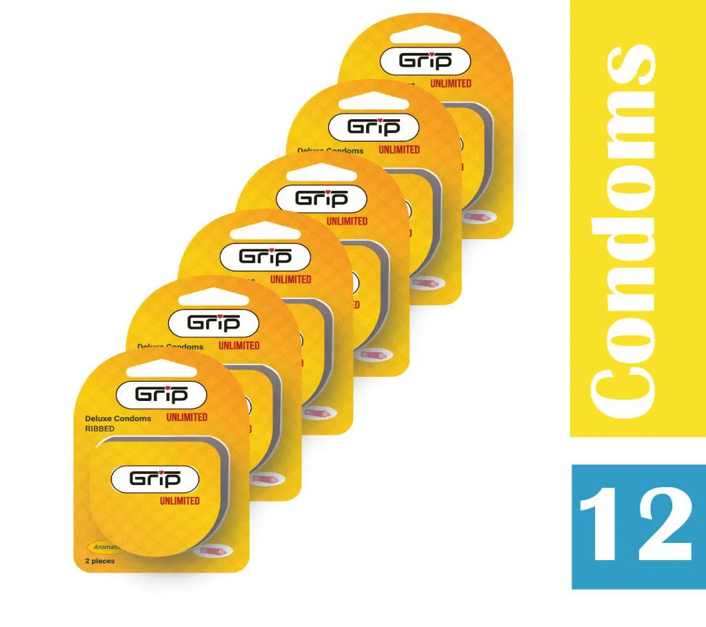 Grip Unlimited Ribbed Deluxe Condom Pack of 6