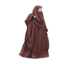 Cherry Khimar With Skirt for Women - Coffee