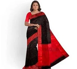 Half Silk Saree For Women -Red and Black ( Dhupiyan )