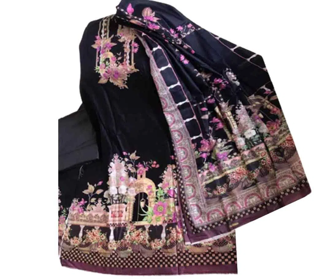 Unstitched Malhar Fashion  Digital Print Cotton Shalwar Kameez  for Women( 3Pcs)