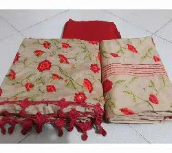 hand stitched comfortable muslin salwar kameez red 