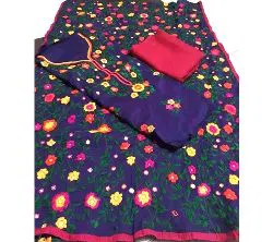hand stitched voil fabric unstitched salwar kameez 