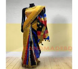 Hand Made cotton saree with blouse piece yellow 