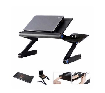 Aluminum laptop table with mouse tray  