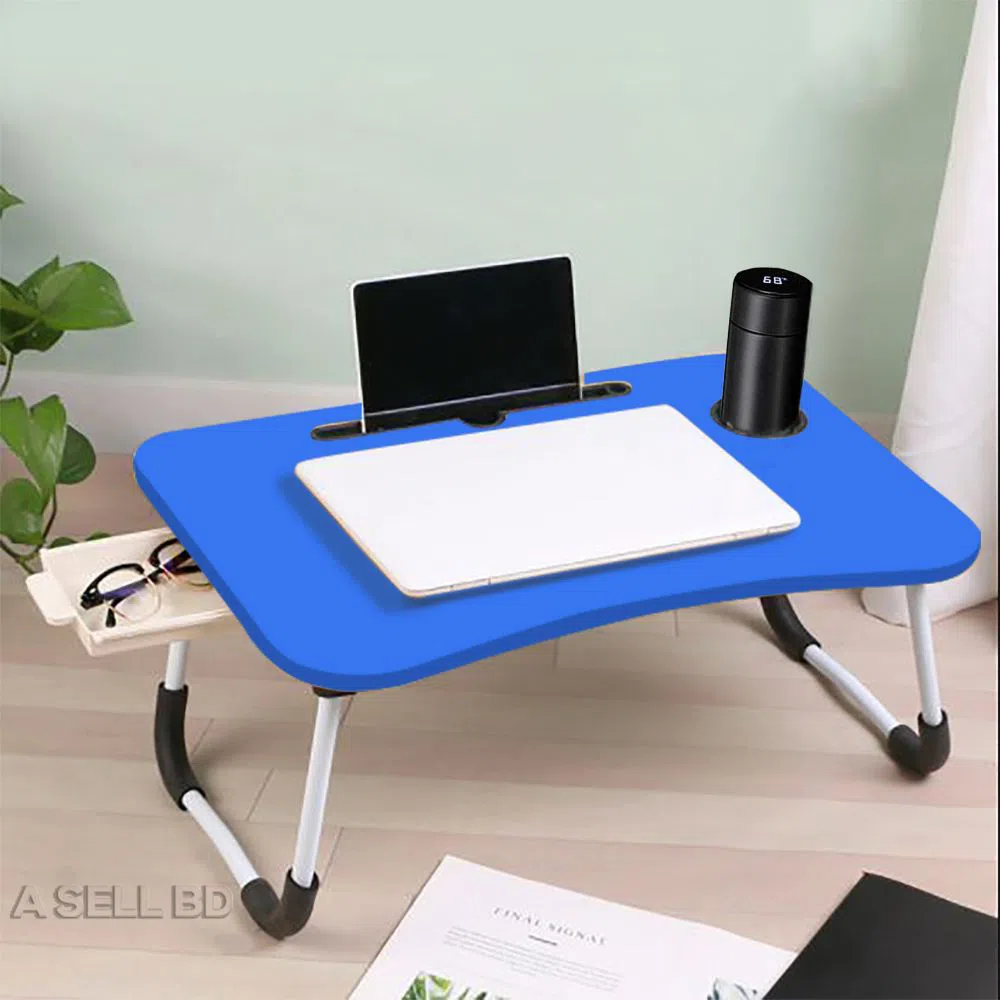 Laptop Table With Mini Drawer-Blue