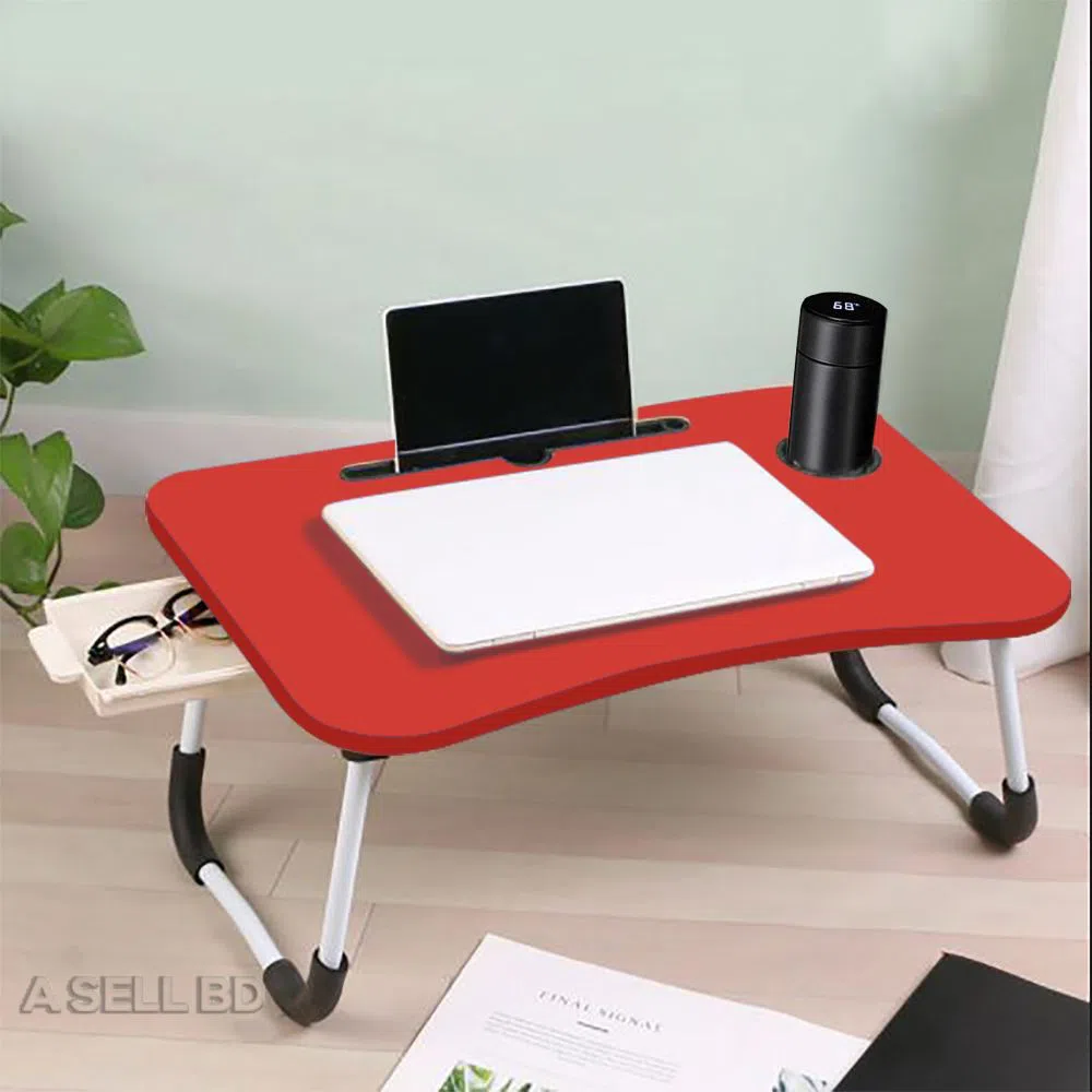 Laptop Table With Mini Drawer-Red
