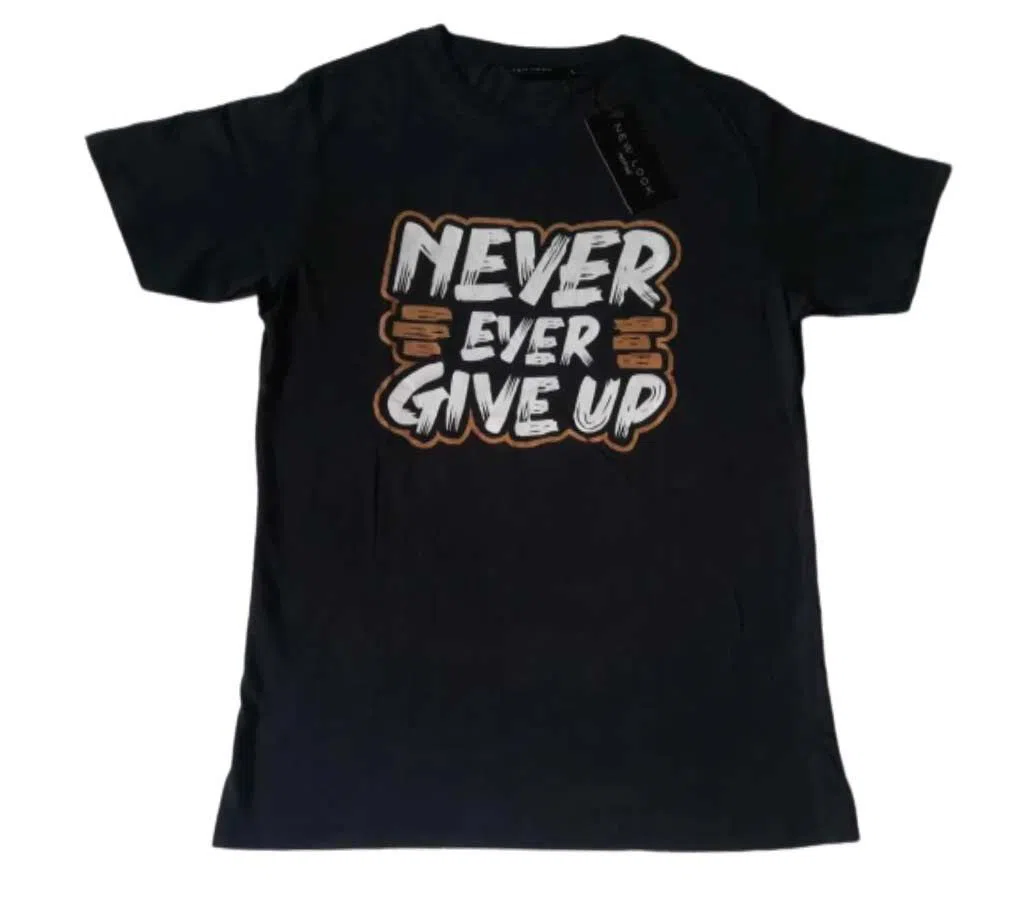  never give up mens tshirt 
