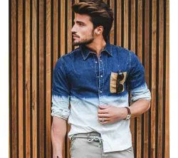 Blue&white Full Sleeve Cotton Casual Shirt for Men