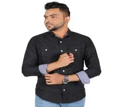 Black Full Sleeve Casual Cotton Shirt for Men