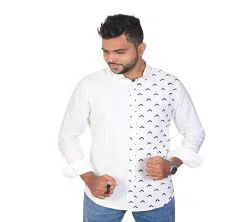 White Full Sleeve Casual Cotton Shirt for Men