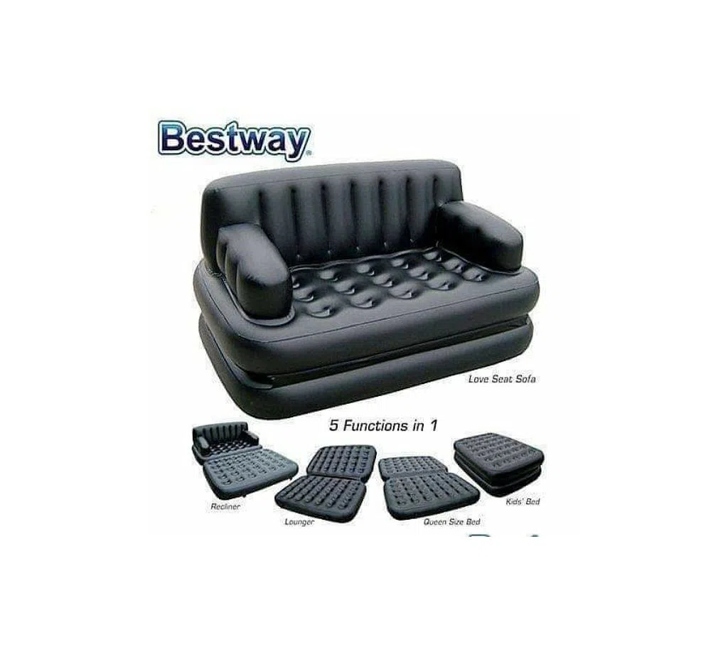 5 in 1 Air bed with sofa black