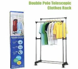 Double Pole Cloth Rack - Stainless Steel