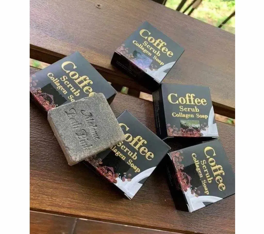 Gold Coffee Scrub collagen soap made in thailand 30g