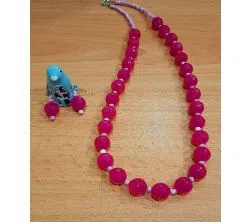 Magenta Color Marble Stone Necklace