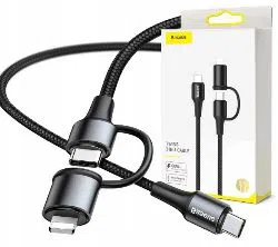 Baseus Twins 2 In 1 Type-C to Type-C / USB-C + iPhone PD Charging Cable, Length: 1m (Black)