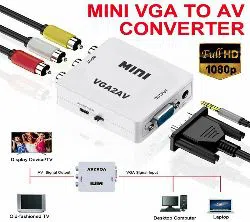 AV Mini Converter Scaler Adapter Support 1080P VGA2AV Converter PC to TV HD Computer to TV