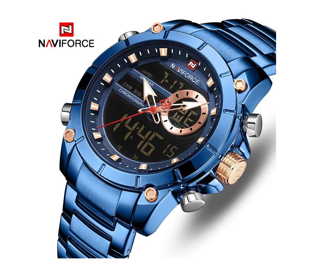 NAVIFORCE Luxury Chronograph Sports Digital Analog Mens Watch 9163BE