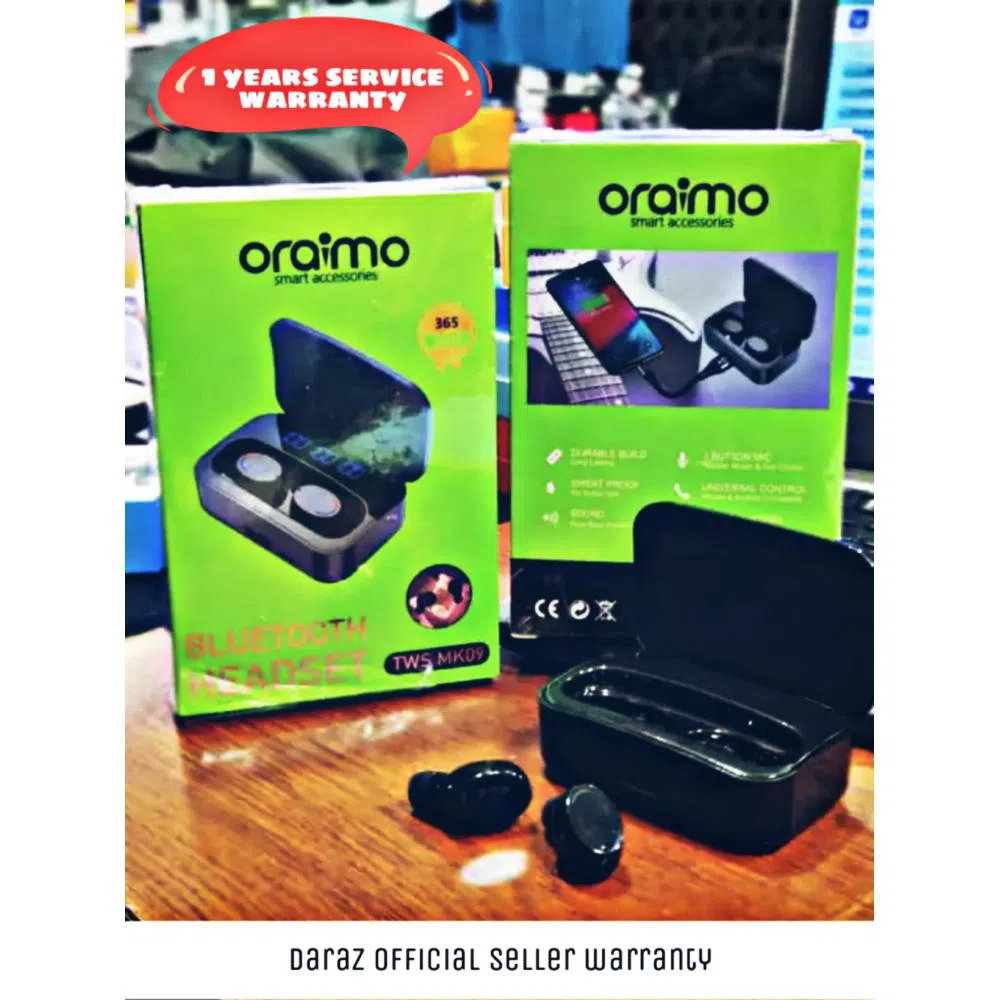Oraimo OEB-E9 True Wireless Stereo Earbuds TWS in-Ear Wireless Bluetooth Headphones with Remote and Mic OEB-E