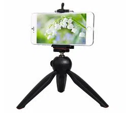 YunTeng 228 mini tripod with phone holder clip for smart phone-Black 