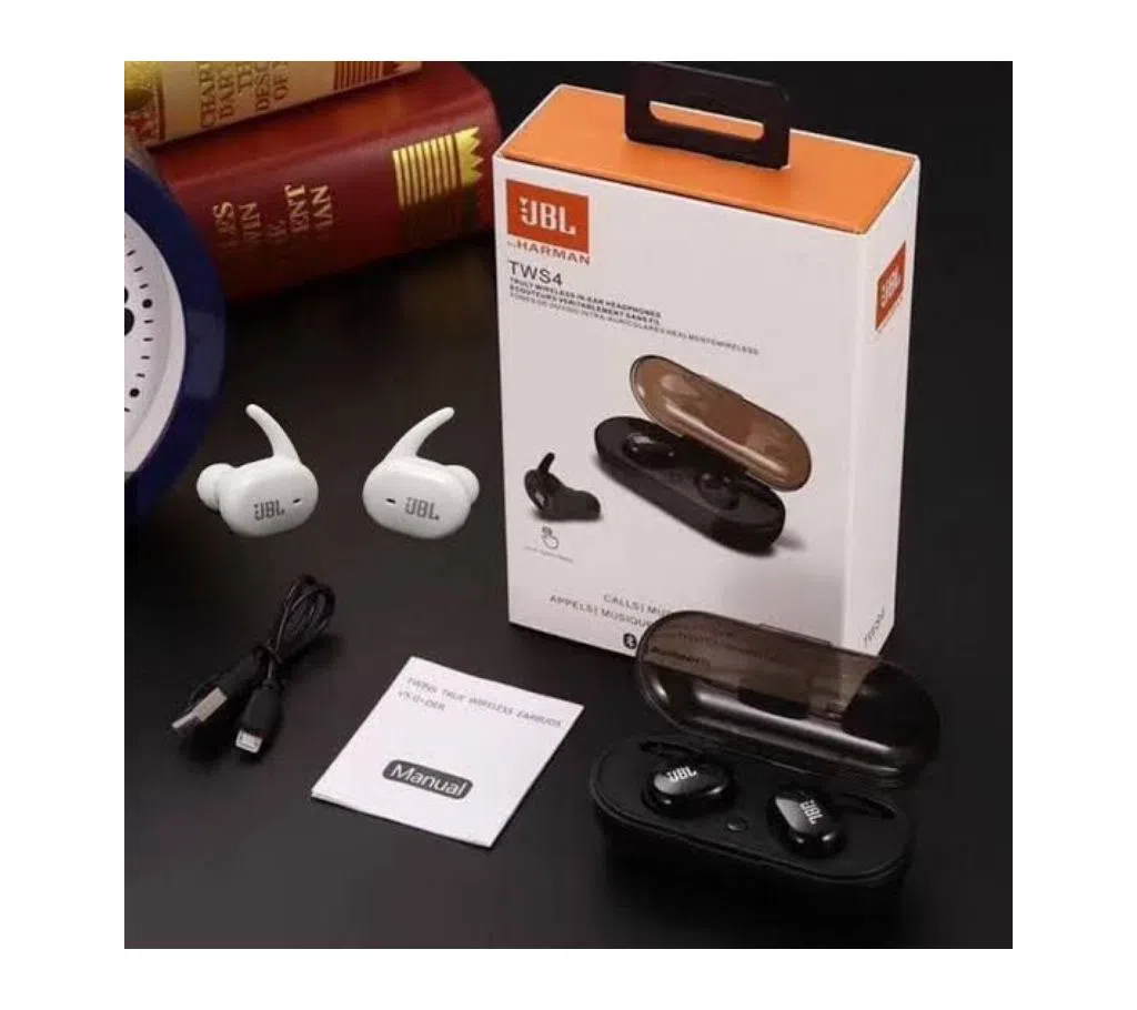 JBL By HARMAN TWS-4 Sport Wireless 5.0 Touch Control Design Truly Wireless In-Ear Headphone Ecouteures Veritablement Sans Fil Fones Oe Ouvido Intra