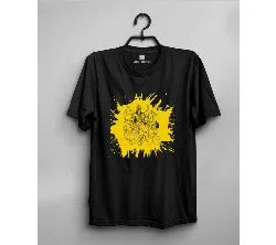Maa Durga Full Black Color Print on Yellow Mans T-Shirt