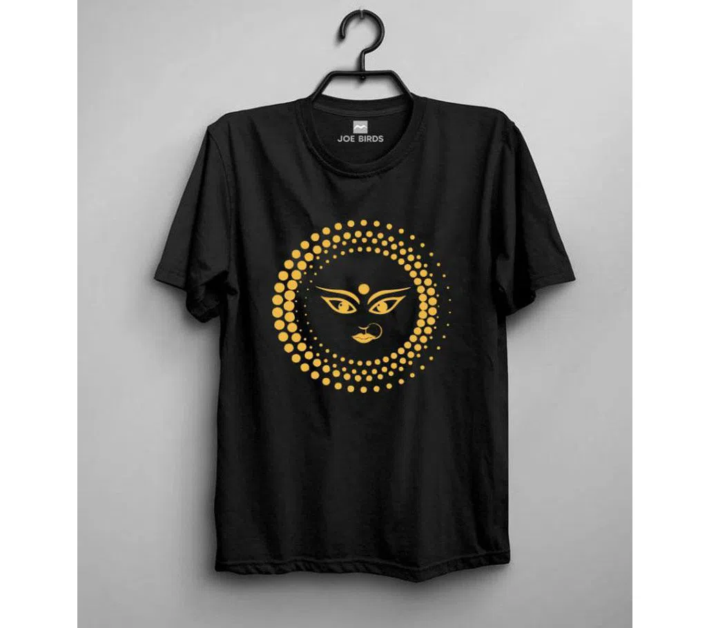 Maa Durga Round Face Black Color Mans T-Shirt