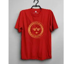 Maa Durga Round Face Maroon Color Mans T-Shirt
