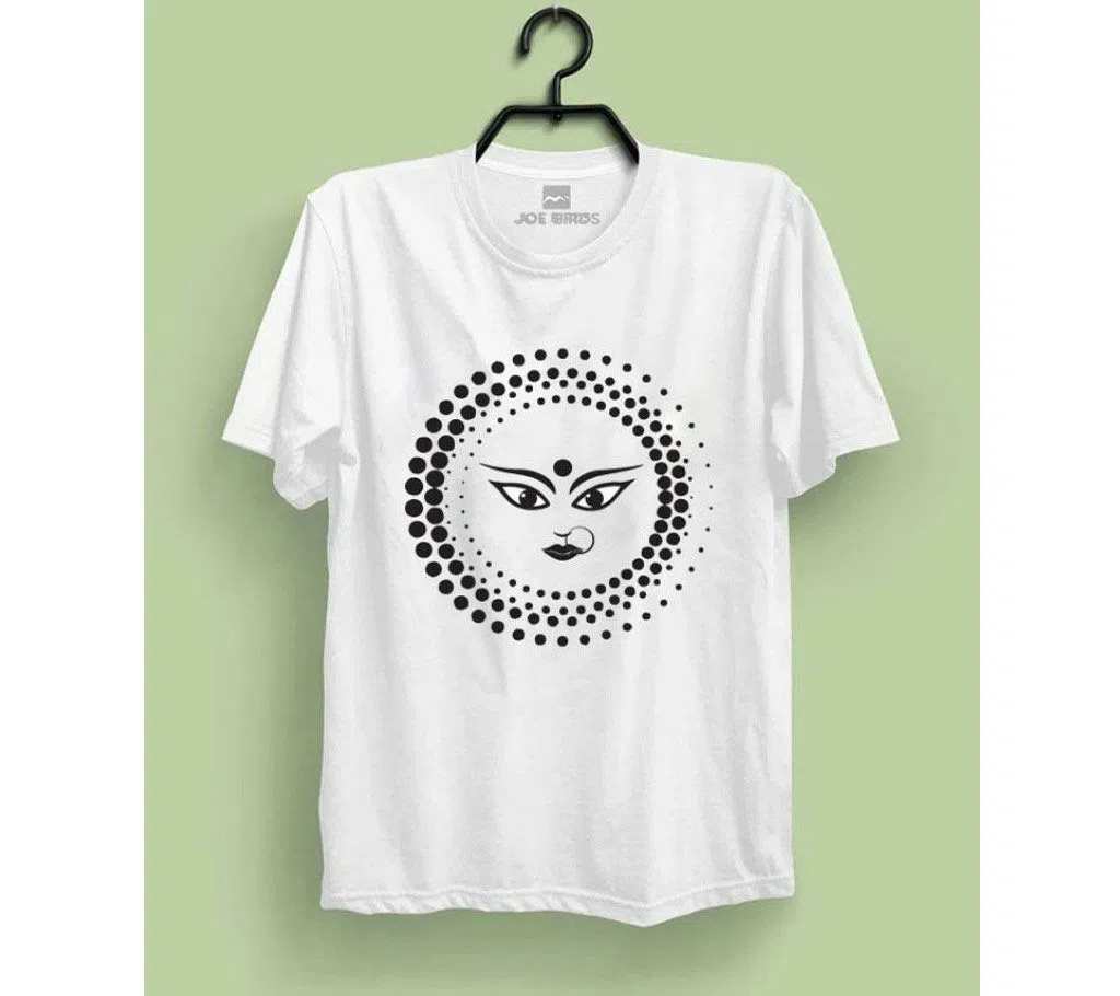 Maa Durga Round Face White Color Mans T-Shirt