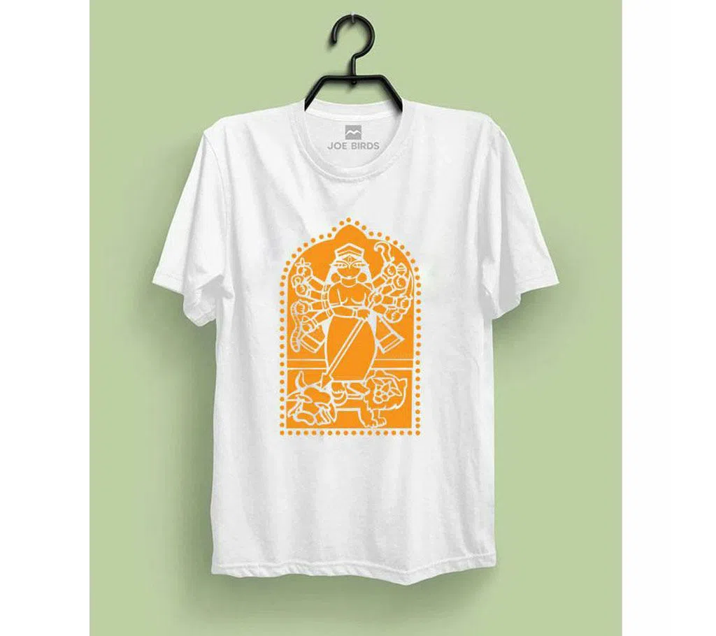 Maa Durga Full Cartoon White Mans T-Shirt
