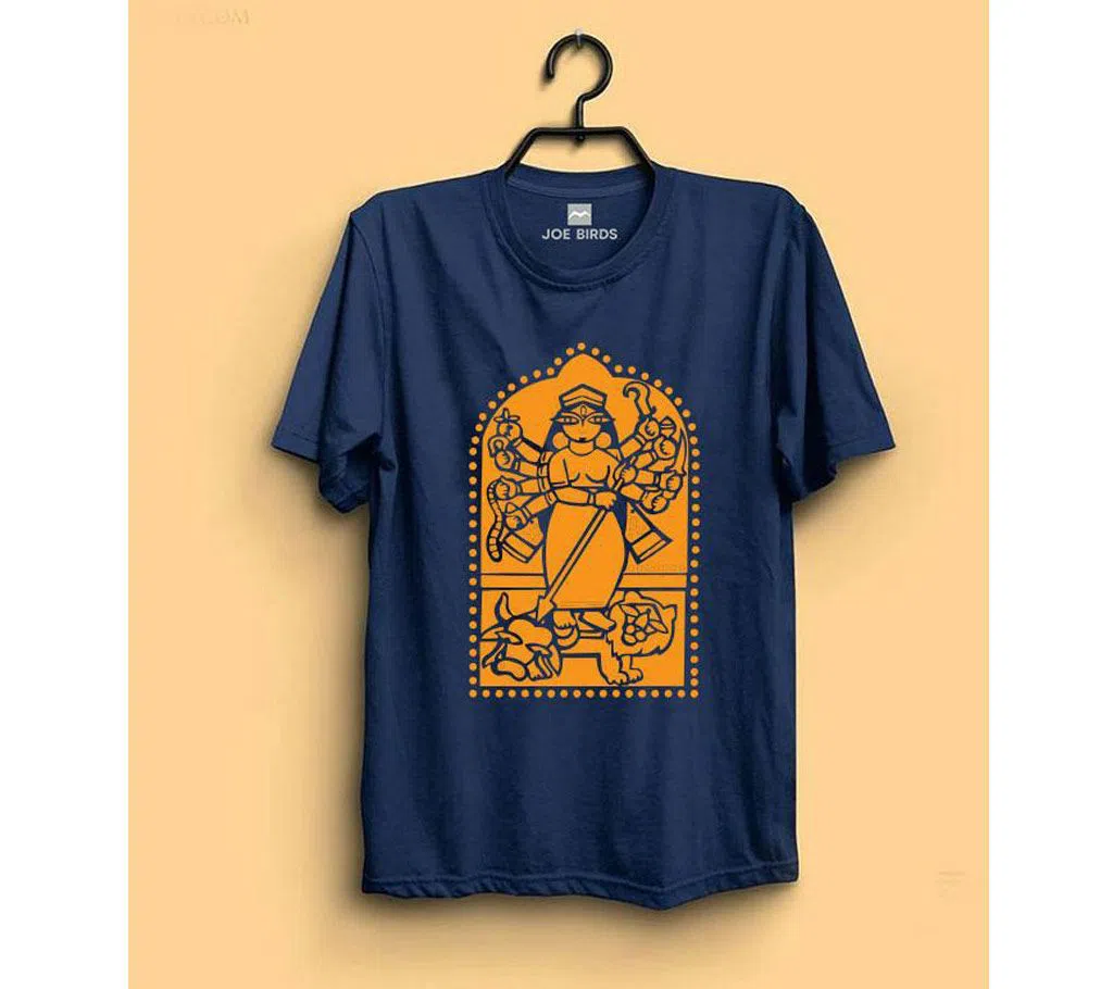Maa Durga Full Cartoon Navy Mans T-Shirt