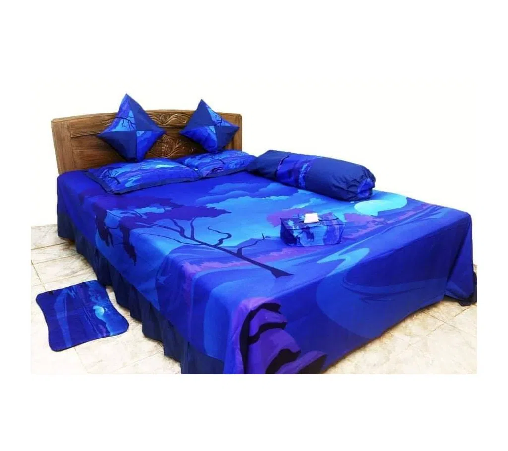 8 pcs bedsheet set blue 