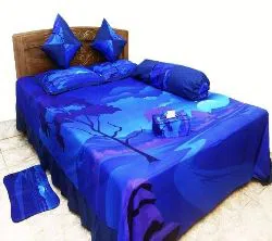 8 pcs bedsheet set blue 