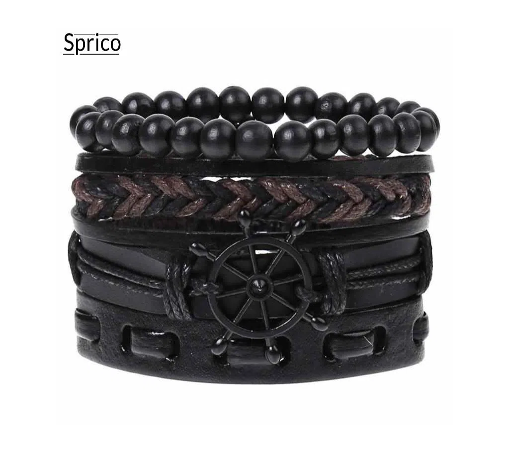 Sprico 4Pcs/ Set Vintage Handmade Bracelet for Men.