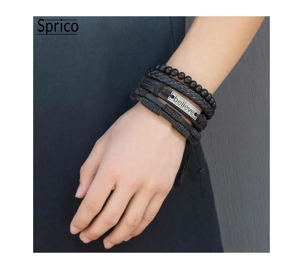 Sprico 4Pcs/ Set Vintage Handmade Bracelet for Men..