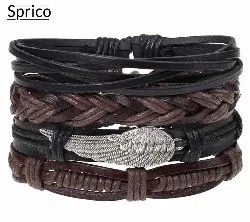 Sprico 4Pcs / Set Vintage Handmade Bracelet for Men