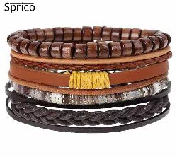 Sprico 4Pcs/Set Vintage Handmade Bracelet for Men