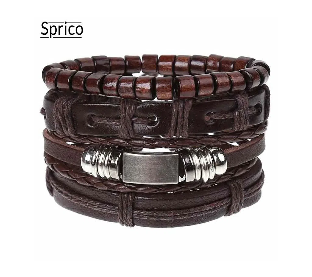 Sprico 4Pcs  / Set Vintage Handmade Bracelet for Men