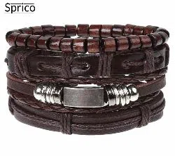 Sprico 4Pcs  / Set Vintage Handmade Bracelet for Men